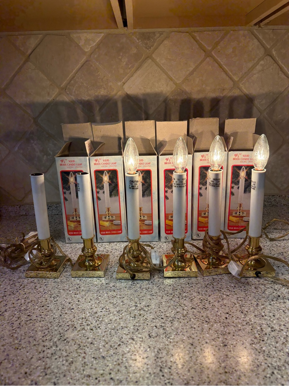 Switch Candle Lamp Solid Brass Base Christmas Decor Gift Set Of 6